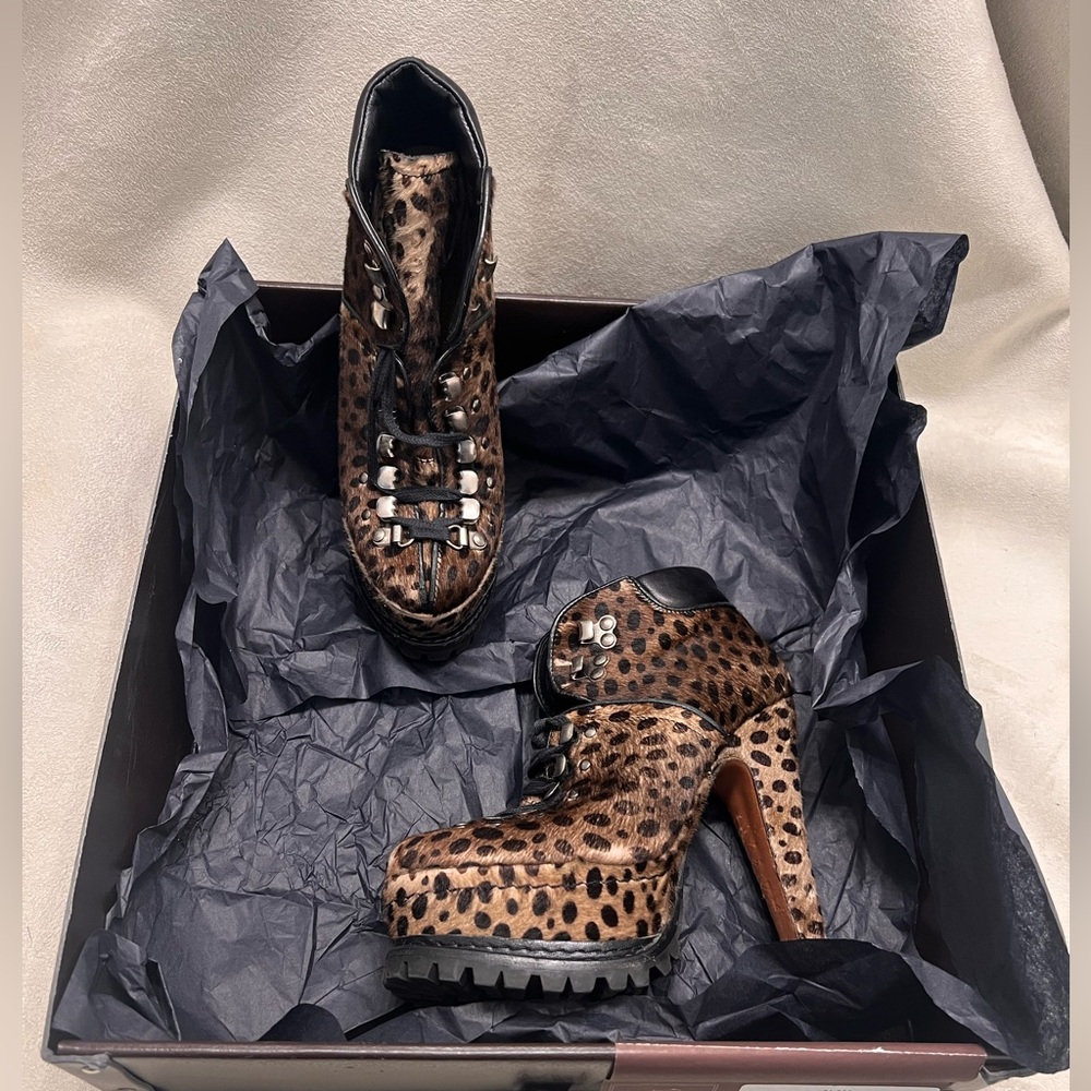 Alaia Leopard Print High Heel Ankle Booties